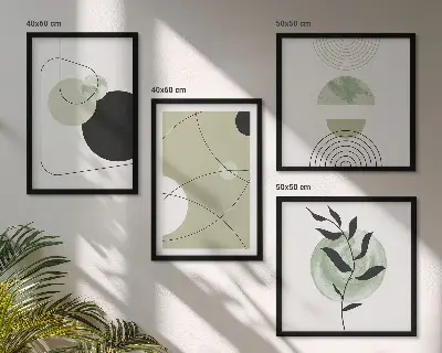 Multi-piece abstract wall decor set with colorful shapes