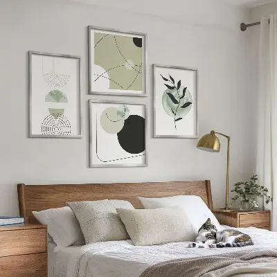 Abstract plant motifs wall art set 