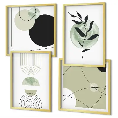 Abstract plant motifs wall art set 