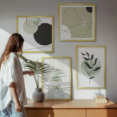 Abstract plant motifs wall art set 