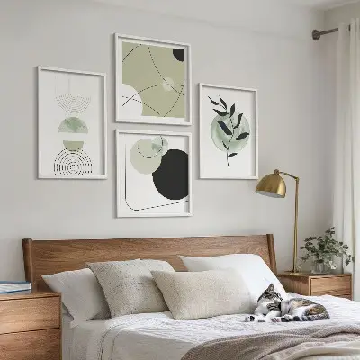 Abstract plant motifs wall art set 