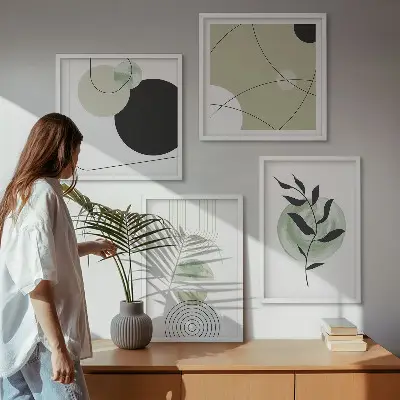 Abstract plant motifs wall art set 