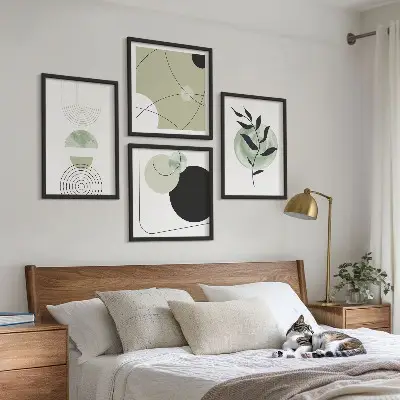 Abstract plant motifs wall art set 