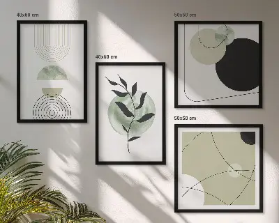 Abstract plant motifs wall art set 