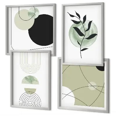 Abstract plant motifs wall art set 