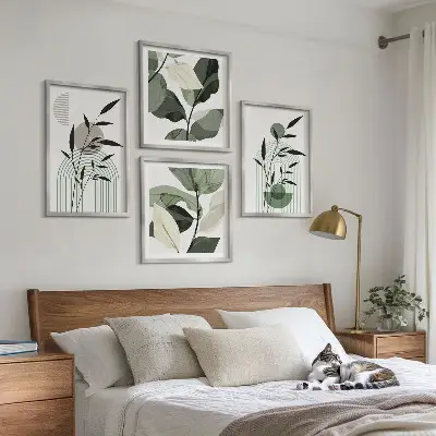 Boho plant wall art set of 4 pieces
