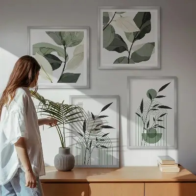 Boho plant wall art set of 4 pieces