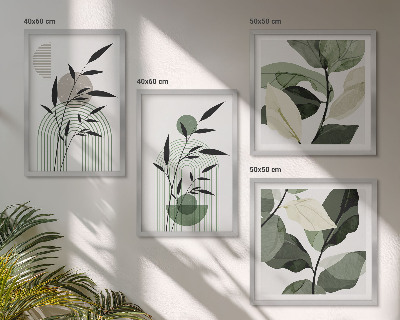 Set of 4 wall art pieces Boho plant compositions