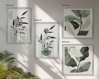 Boho plant wall art set of 4 pieces