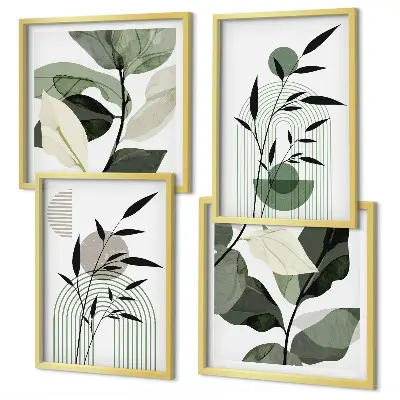 Boho plant wall art set of 4 pieces