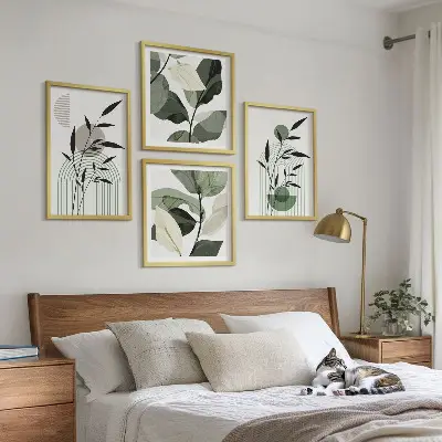 Boho plant wall art set of 4 pieces