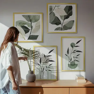 Boho plant wall art set of 4 pieces