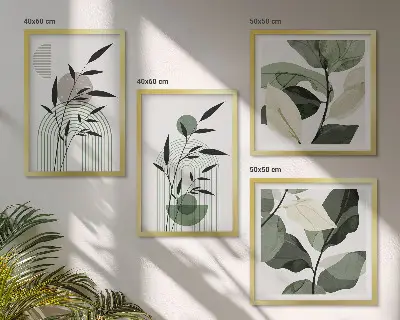 Boho plant wall art set of 4 pieces