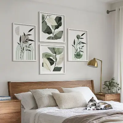 Boho plant wall art set of 4 pieces