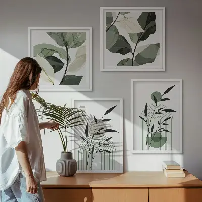 Boho plant wall art set of 4 pieces