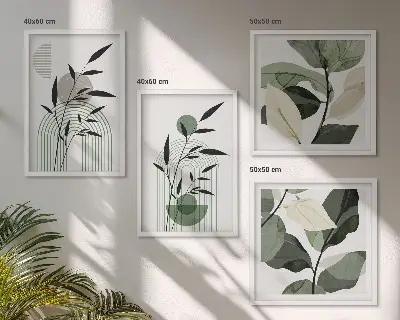 Boho plant wall art set of 4 pieces