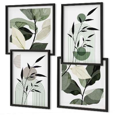 Set of 4 wall art pieces Boho plant compositions