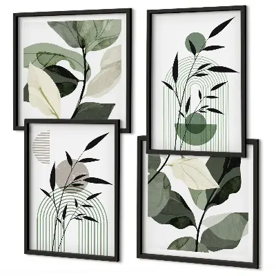 Boho plant wall art set of 4 pieces