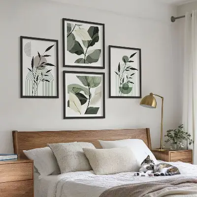 Boho plant wall art set of 4 pieces