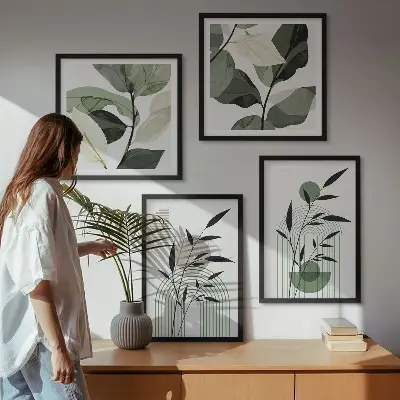 Boho plant wall art set of 4 pieces