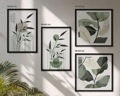 Boho plant wall art set of 4 pieces