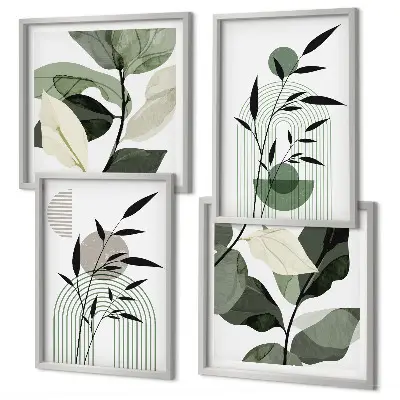 Boho plant wall art set of 4 pieces