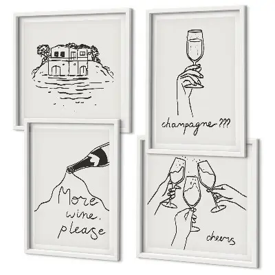 Multi-piece wall decor set featuring joyful moments with champagne wine