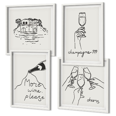 Multi-piece wall decor set Joyful moments with champagne wine