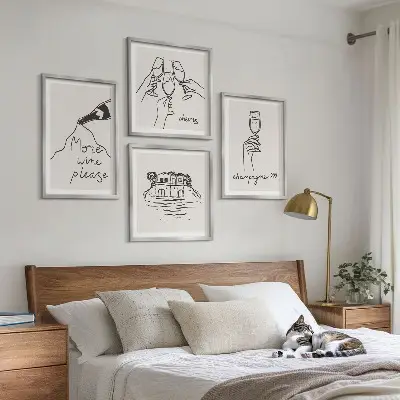 Multi-piece wall decor set featuring joyful moments with champagne wine