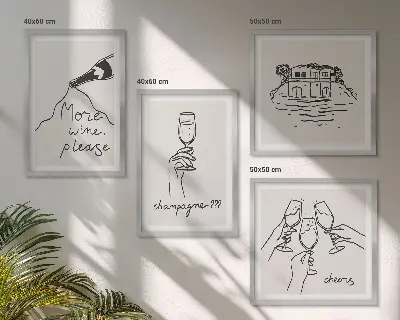 Multi-piece wall decor set featuring joyful moments with champagne wine