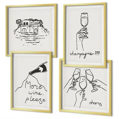 Multi-piece wall decor set featuring joyful moments with champagne wine