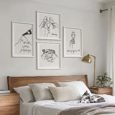 Multi-piece wall decor set featuring joyful moments with champagne wine
