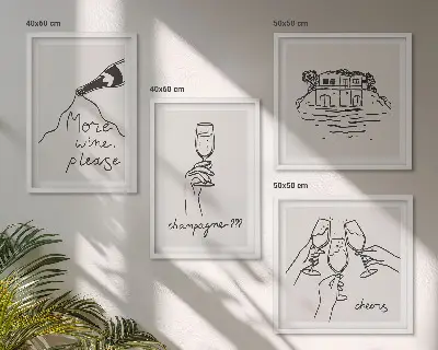Multi-piece wall decor set featuring joyful moments with champagne wine