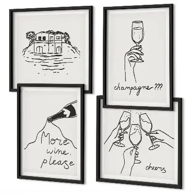 Multi-piece wall decor set featuring joyful moments with champagne wine
