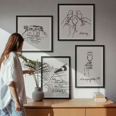 Multi-piece wall decor set Joyful moments with champagne wine