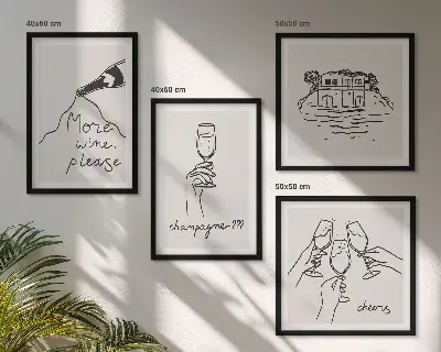 Multi-piece wall decor set featuring joyful moments with champagne wine