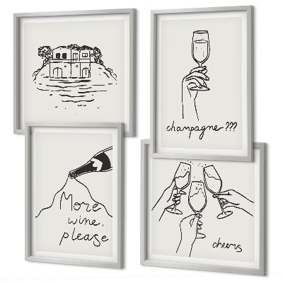 Multi-piece wall decor set Joyful moments with champagne wine