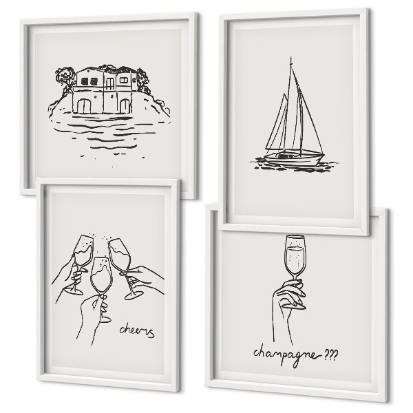Wall art set House on the water toast sailboat