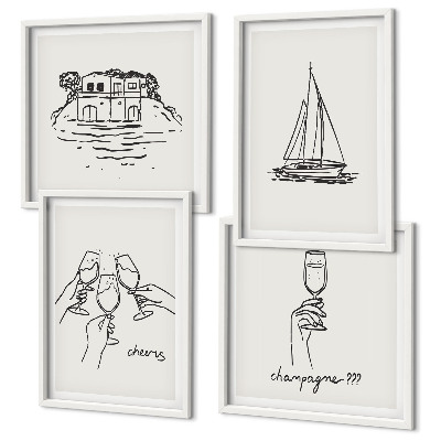 Wall art set House on the water toast sailboat