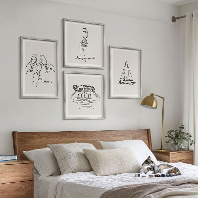 Wall art set House on the water toast sailboat