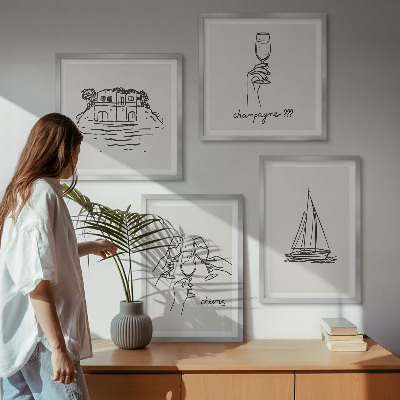 Wall art set House on the water toast sailboat