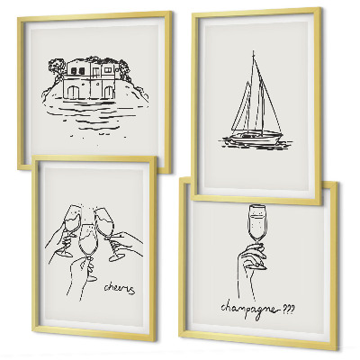 Wall art set House on the water toast sailboat