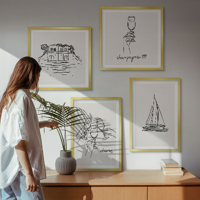 Wall art set House on the water toast sailboat