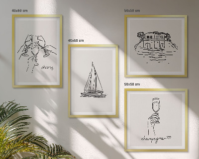 Wall art set House on the water toast sailboat