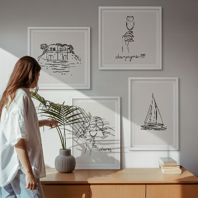 Wall art set House on the water toast sailboat