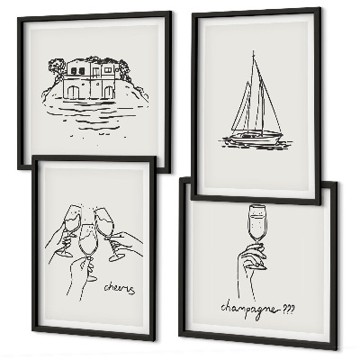 Wall art set House on the water toast sailboat