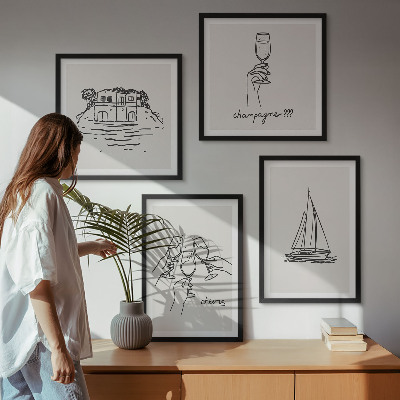 Wall art set House on the water toast sailboat