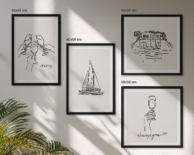 Wall art set House on the water toast sailboat