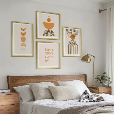 Set of 4 wall art pieces Minimalist boho patterns