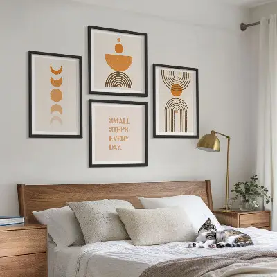 Set of 4 wall art pieces Minimalist boho patterns